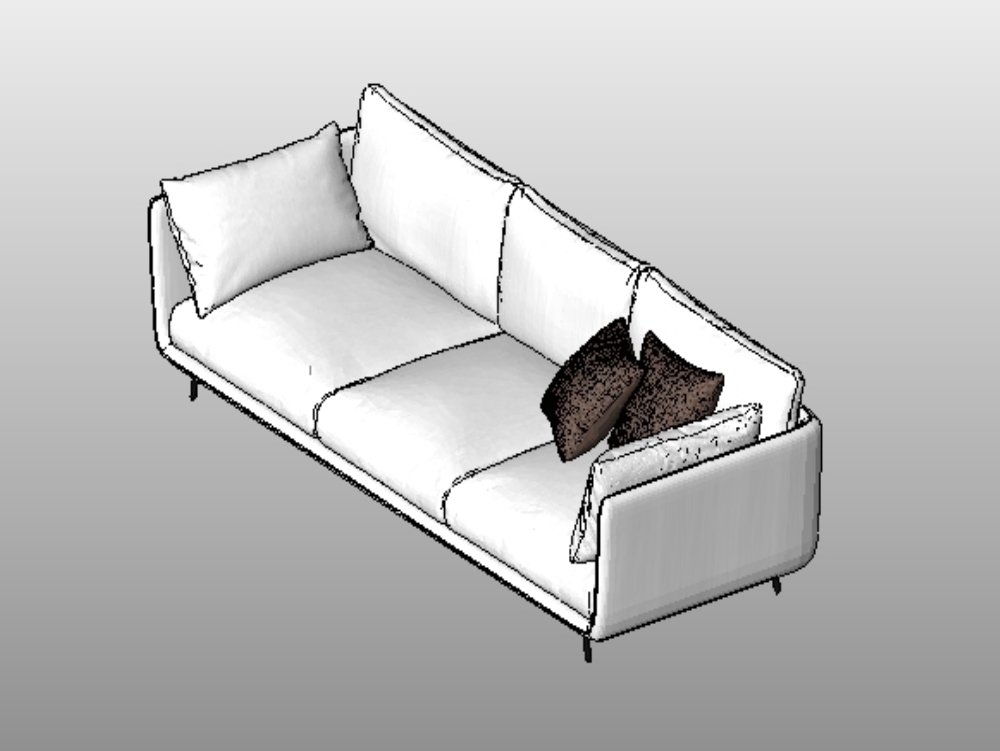 3-teiliges Sofa revit