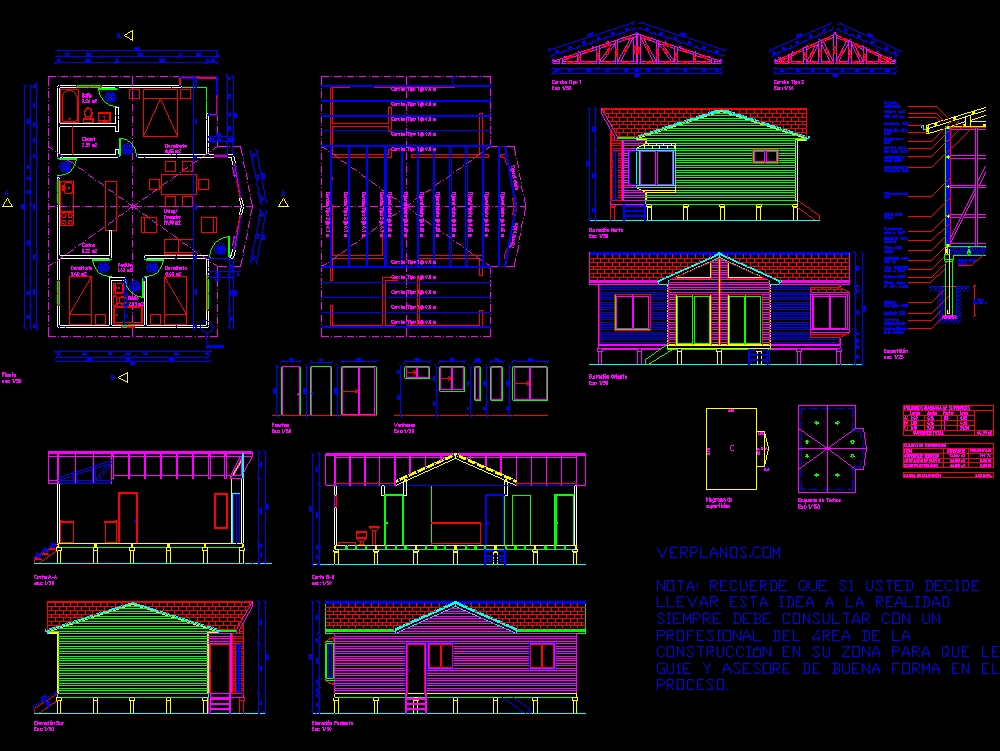 Casa de campo 9x6 colorida para o campo