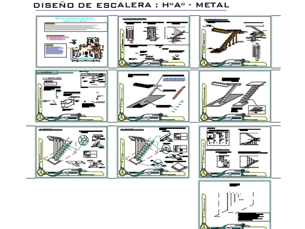 Diseño de escalera de hormigón y metal