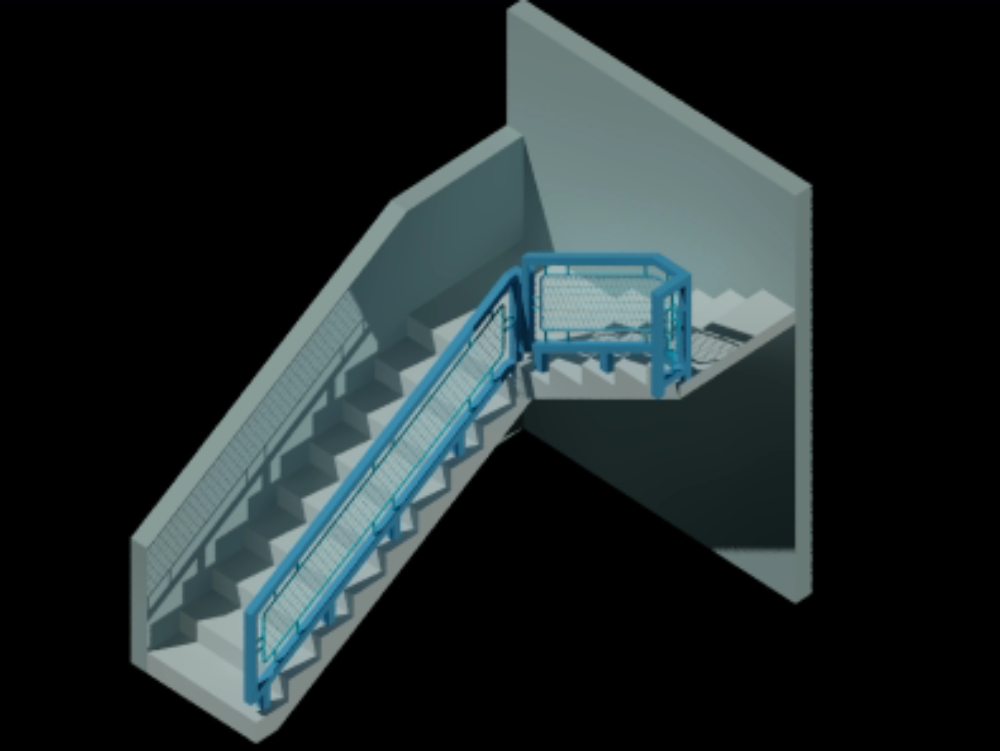 Staircase and railing 3d