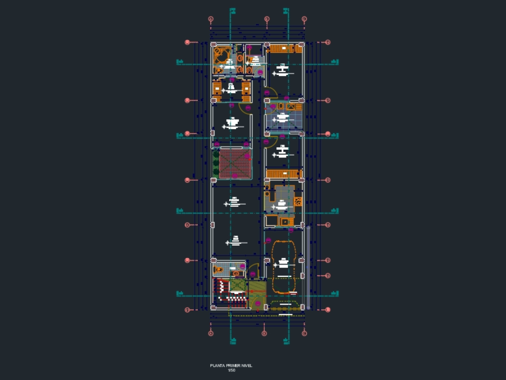 Floor plan of 1 level of a family house