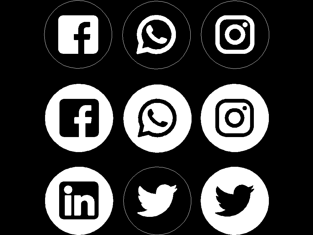 Social-Media-Symbole in Autocad