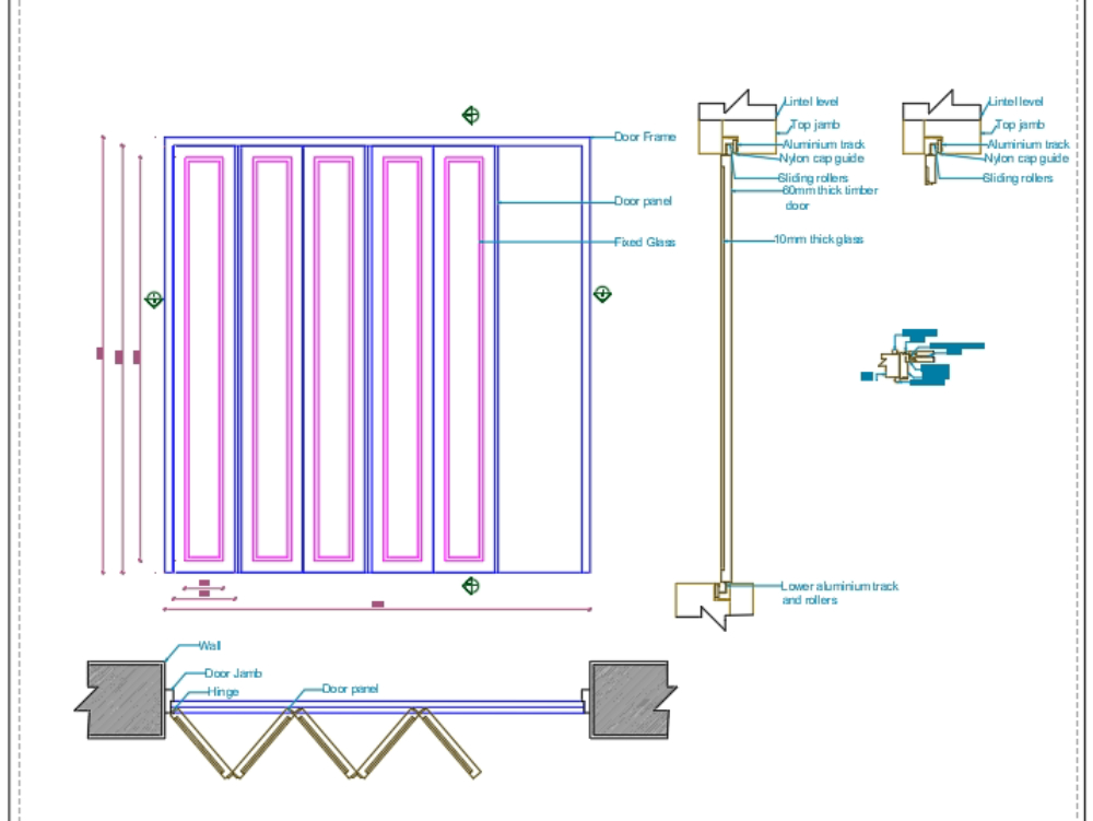 Sliding folding door detail drawing.