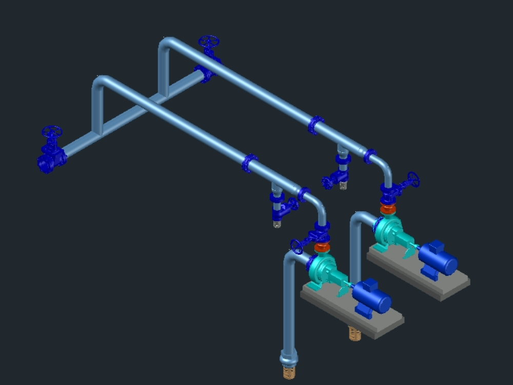 Engines with pumps work in autocad 3d
