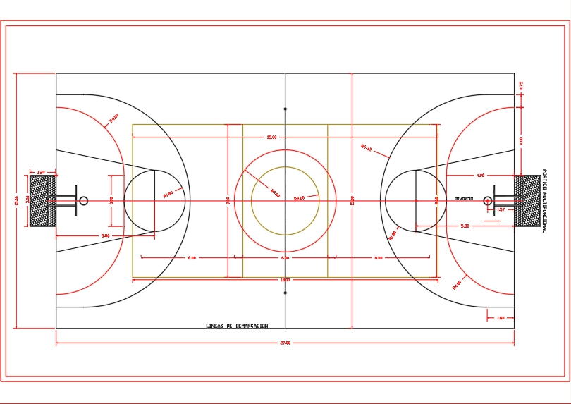 Multipurpose sports court plan.