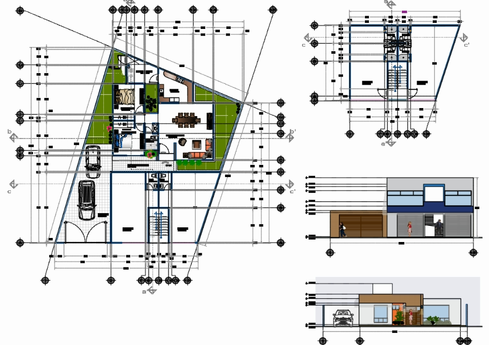 Raum und Räumlichkeiten des architektonischen Projekthauses
