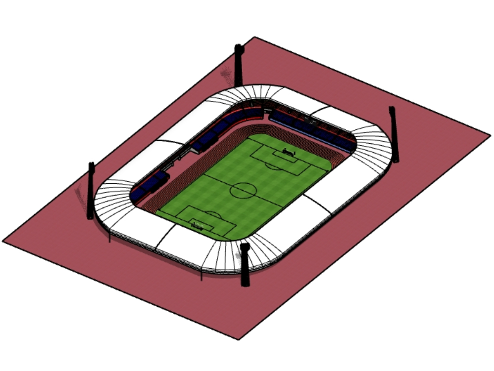 3d design of international football stadium