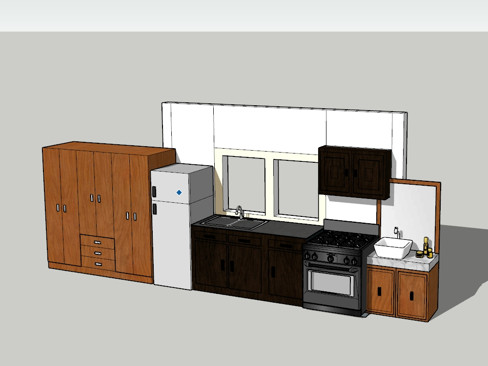 Pequeno armário de cozinha em esboço