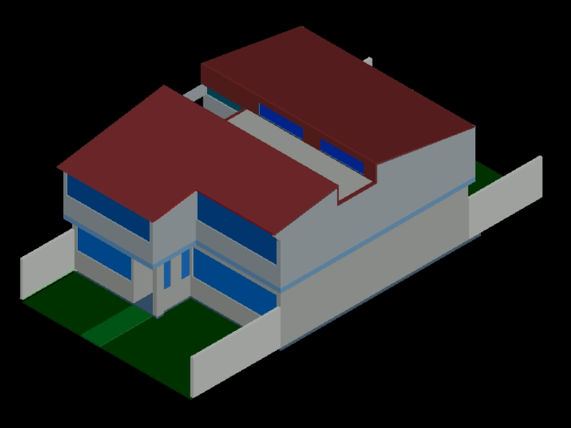Two-story detached house in 3d