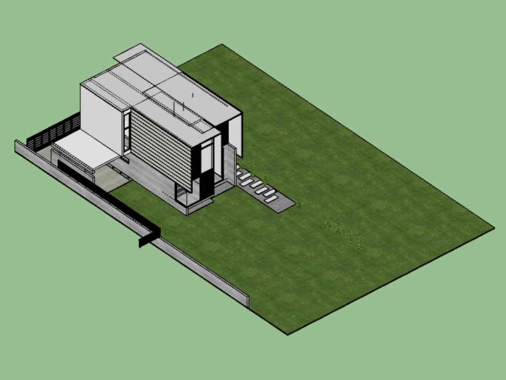 Exterior scene house in sketchup