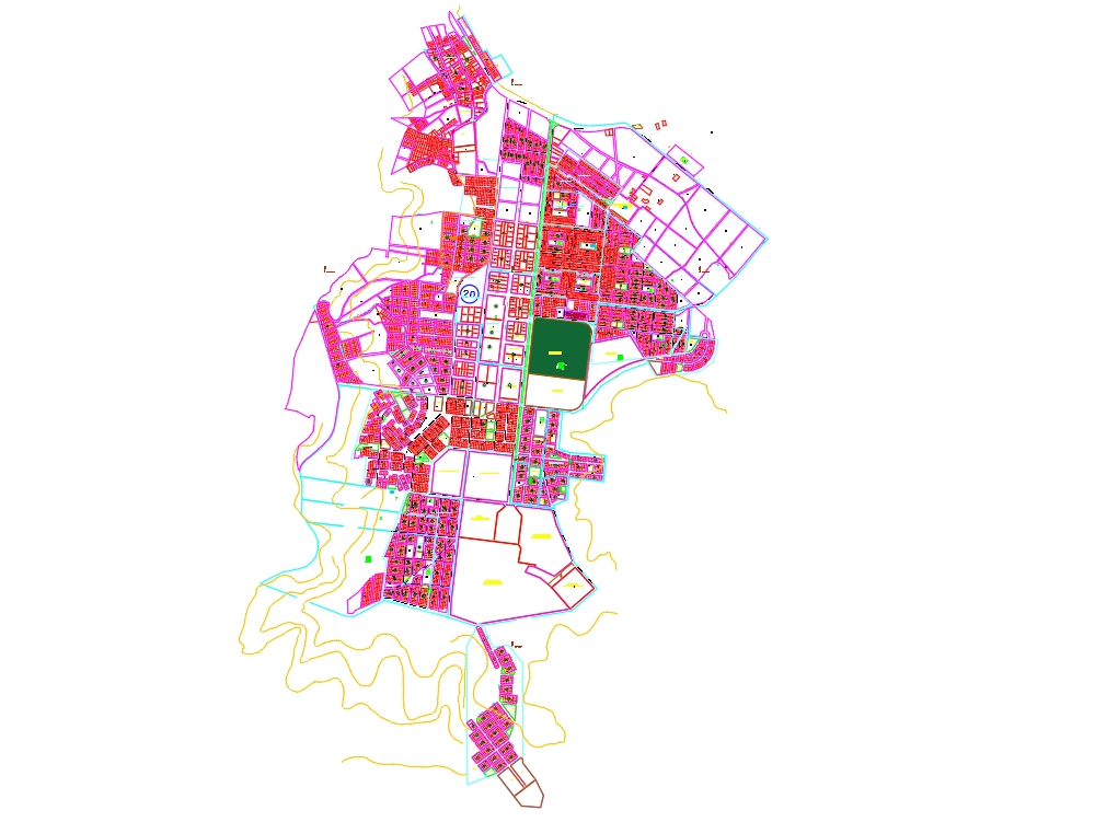 Plan des besiedelten Zentrums von Salcedo