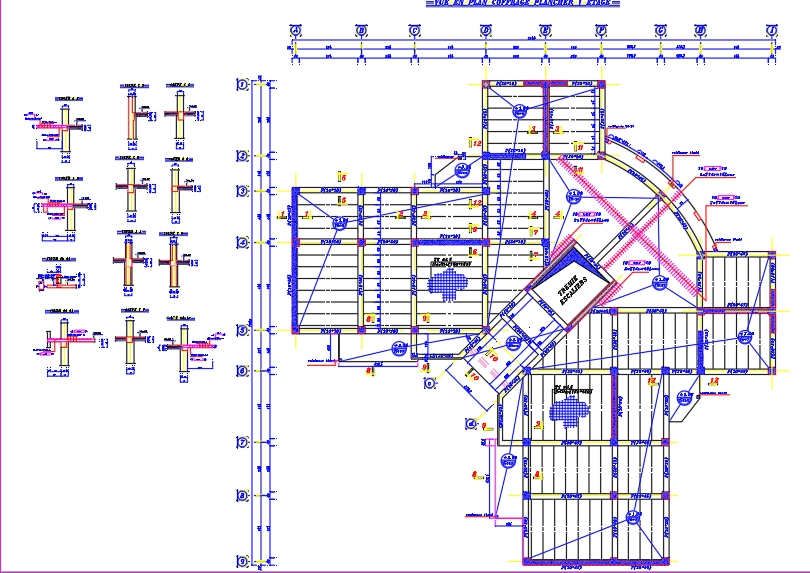 Plan der Schalung des ersten Stockwerks eines Gebäudes