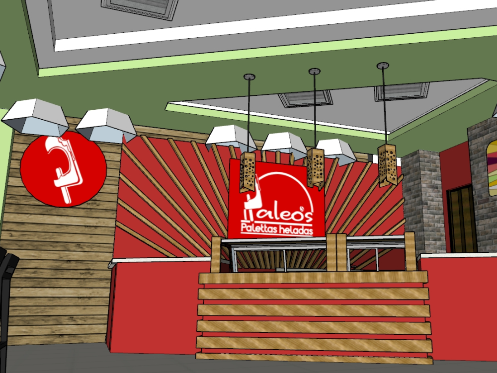 Ice cream parlor 3d model in sketchup 2015