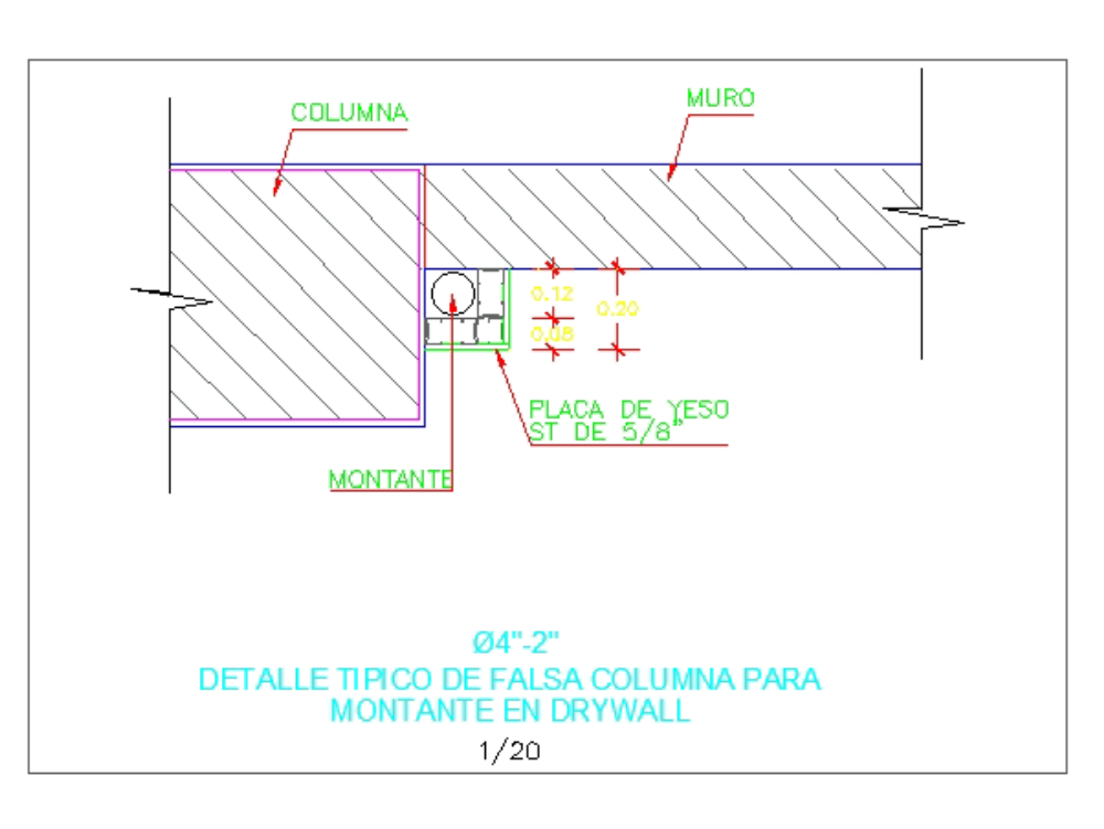 False drywall column for ventilation