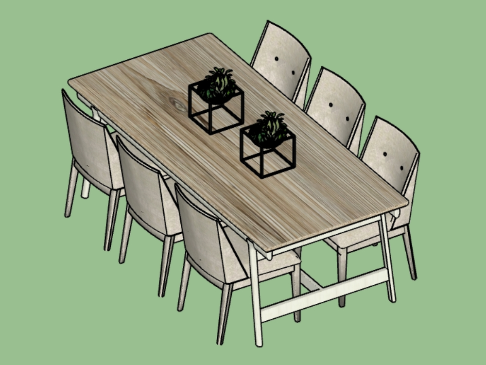 Rectangular 6-seater wooden dining set