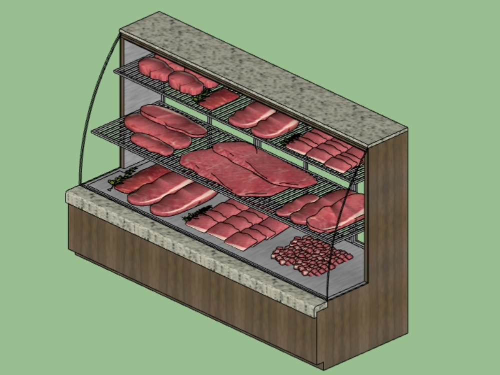 Industrial gondola refrigerator for meat
