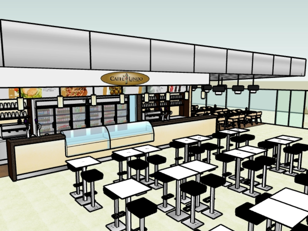 Entwurf eines Cafés für einen Flughafen