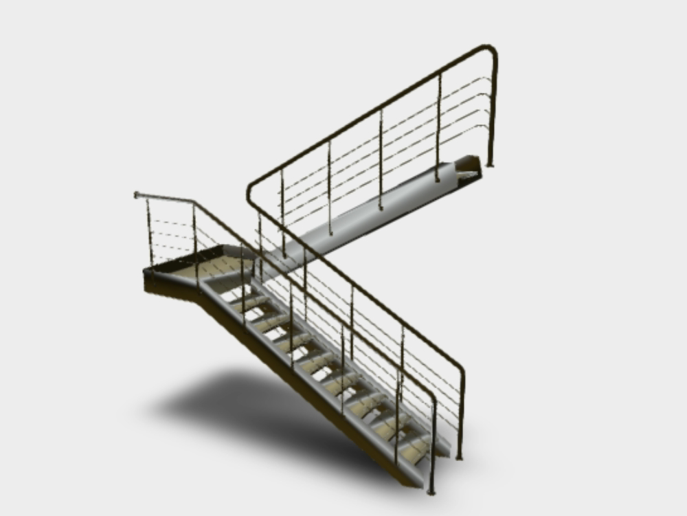 Industrial u-shaped staircase with metal profiles