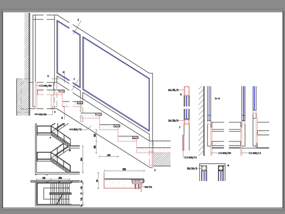 Planos de detalles de escaleras