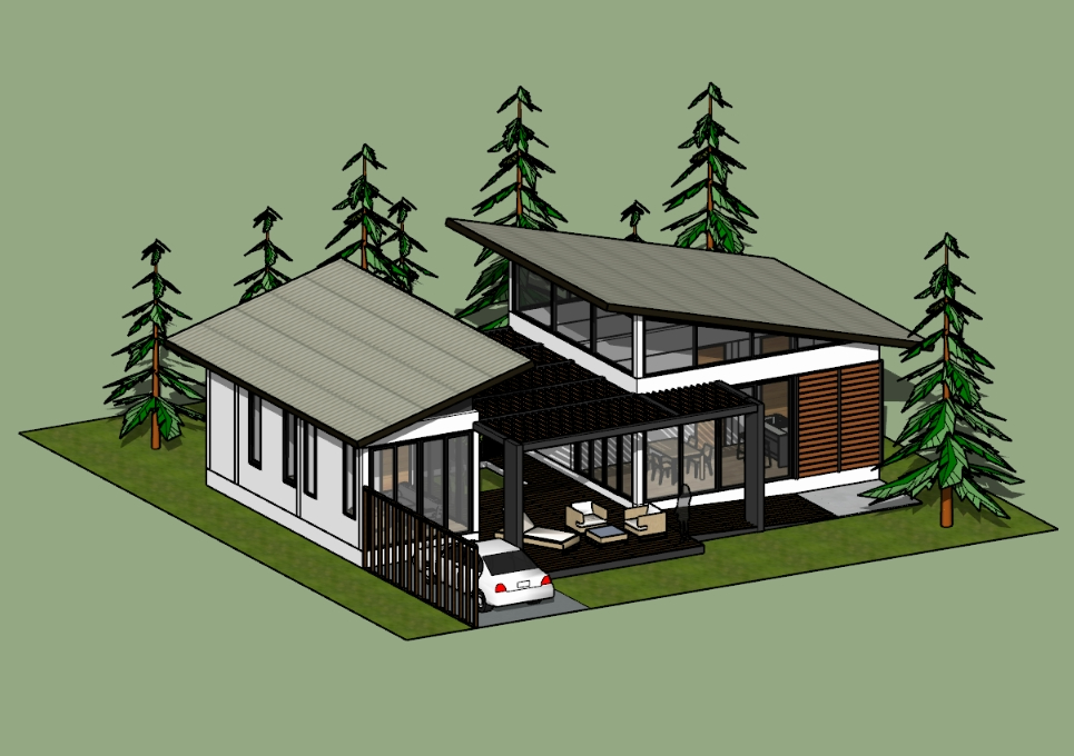 3D-Modell des Landhauses in Sketcup