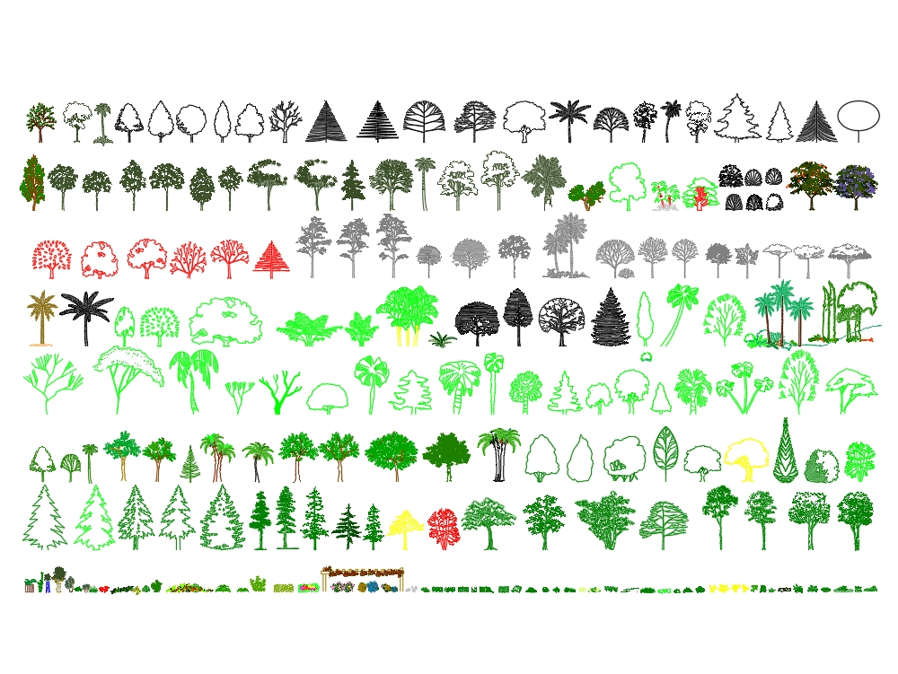 Blocks of trees and vegetation