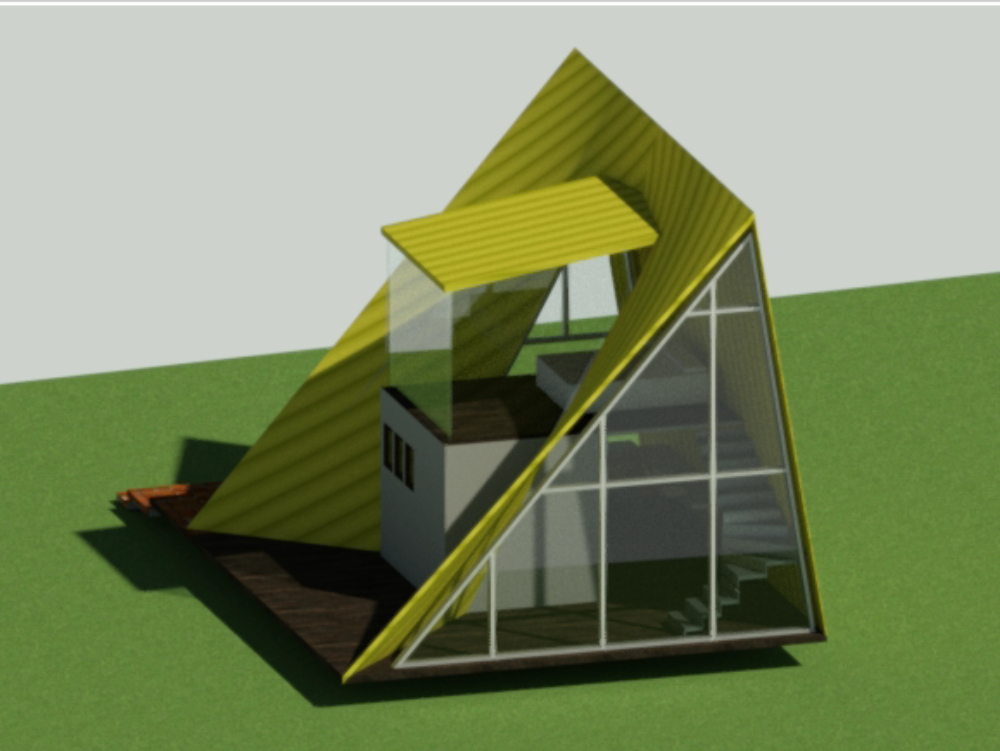 Revit double height cabin with glass facade