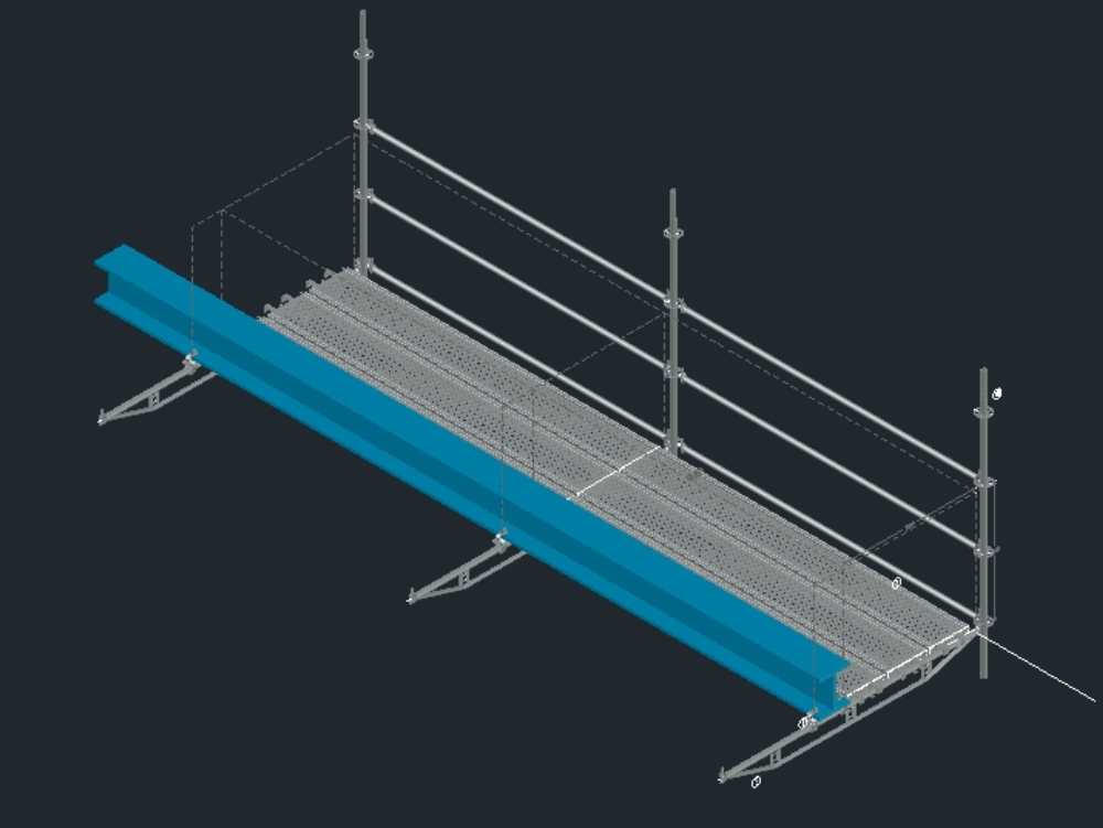 Cantilever scaffold and its parts in 3d