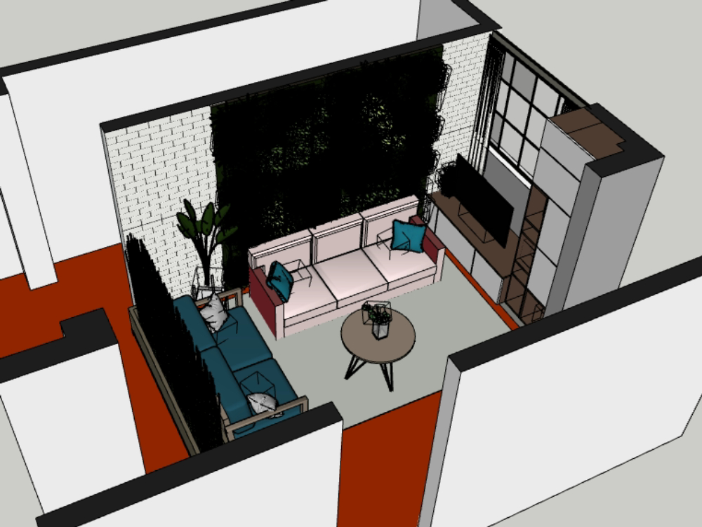 Living room interior design 3d model