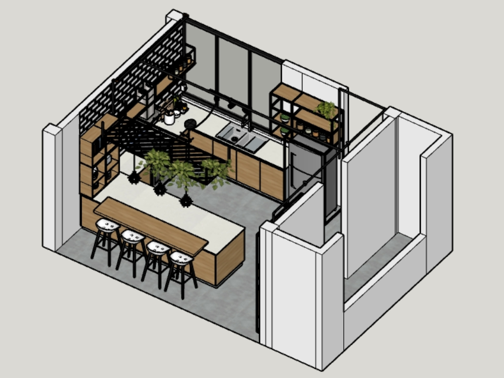 Industrial style kitchen interior design