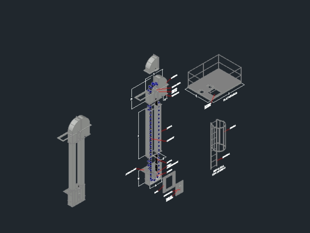 Proyecto elevador de cangilones con poleas