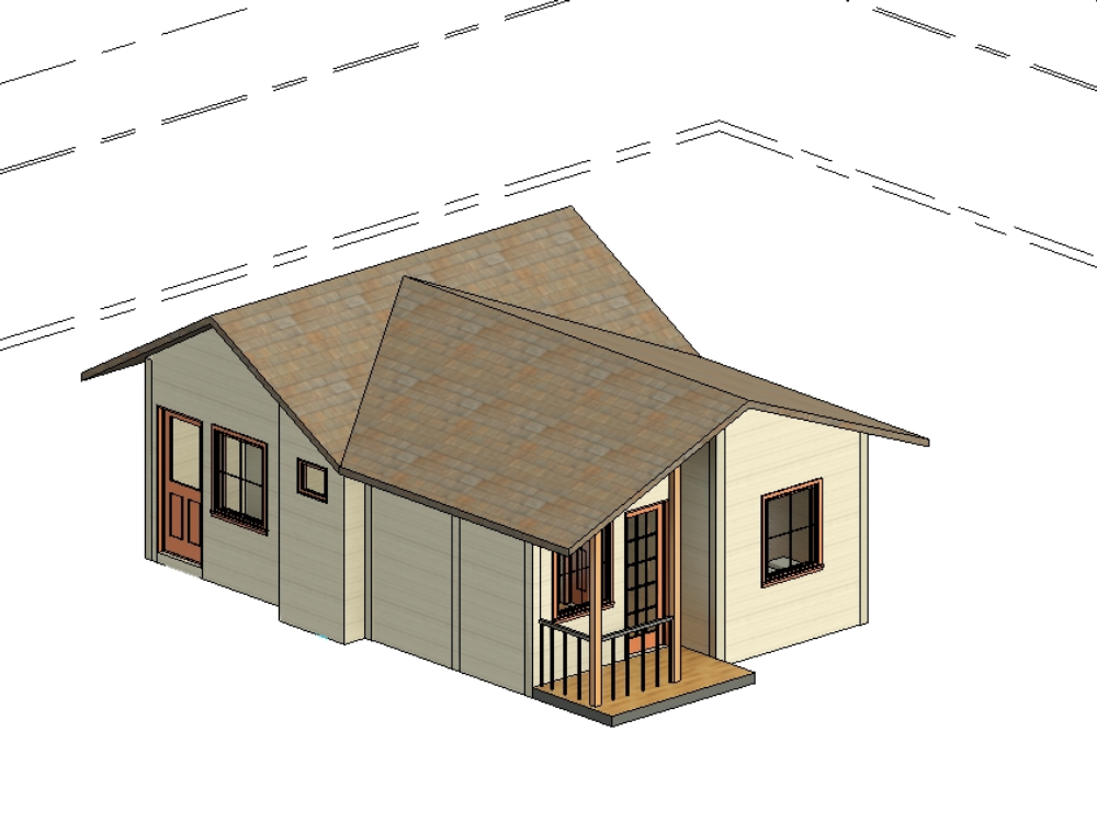 Landhaus aus Holz; ein Boden; Doppelte Einreise