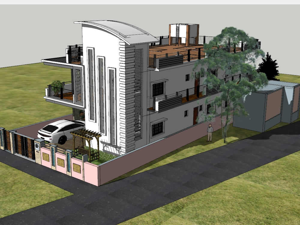 Residential home in inda made with sketchup