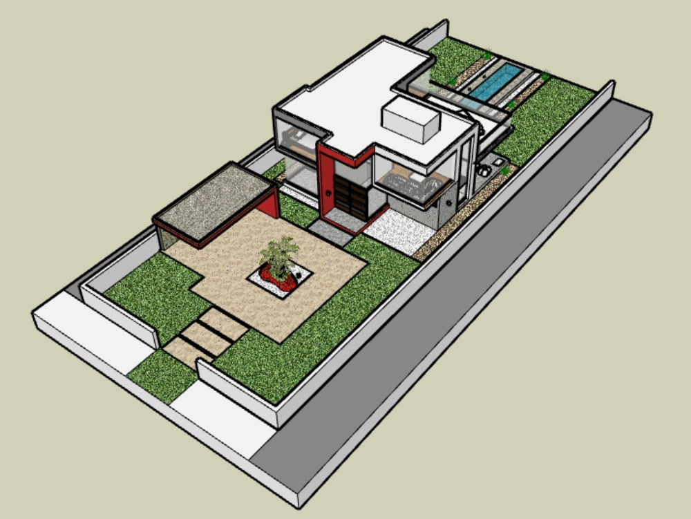 Minimalistisches Einfamilienhaus auf zwei Ebenen