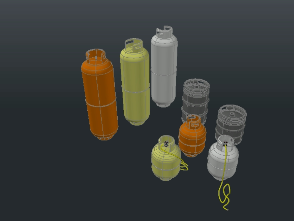 Fl�ssiggasflaschen in 3D-Modellierung