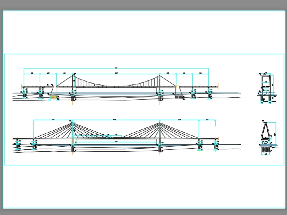 Cross section template and cable-stayed bridge elevations