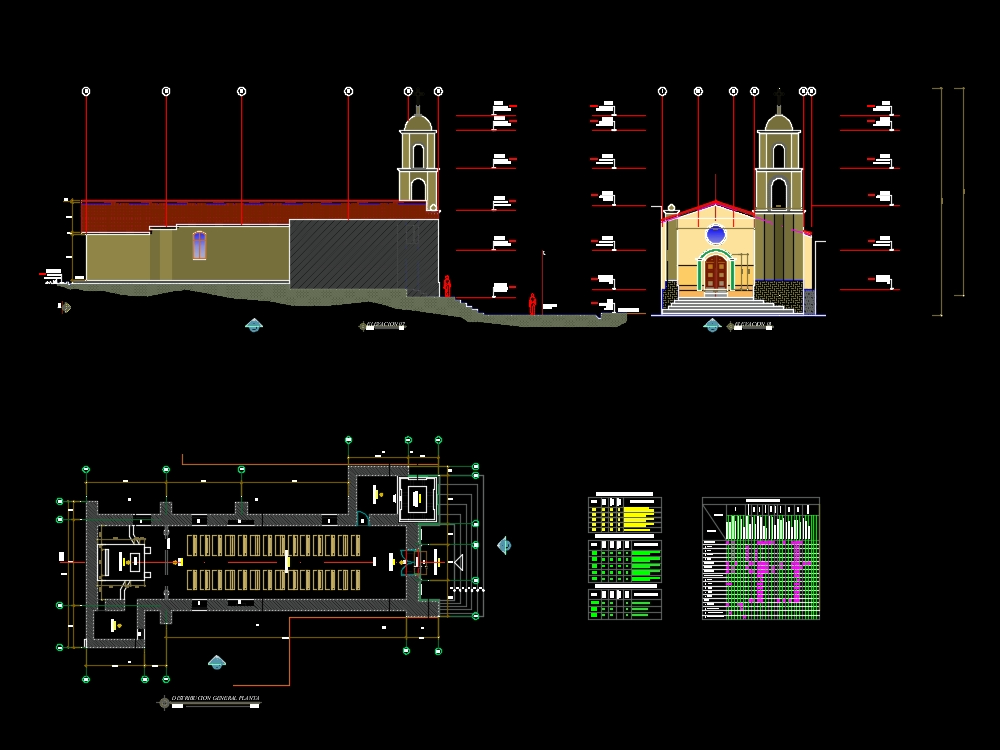 Plan of a Catholic church; in plan and elevation
