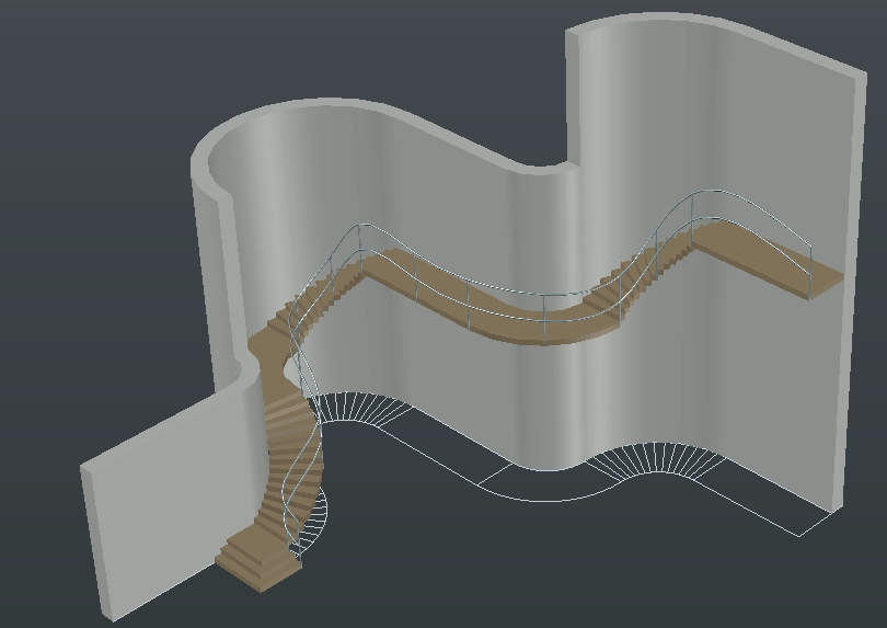 3d autocad design of organic stairs