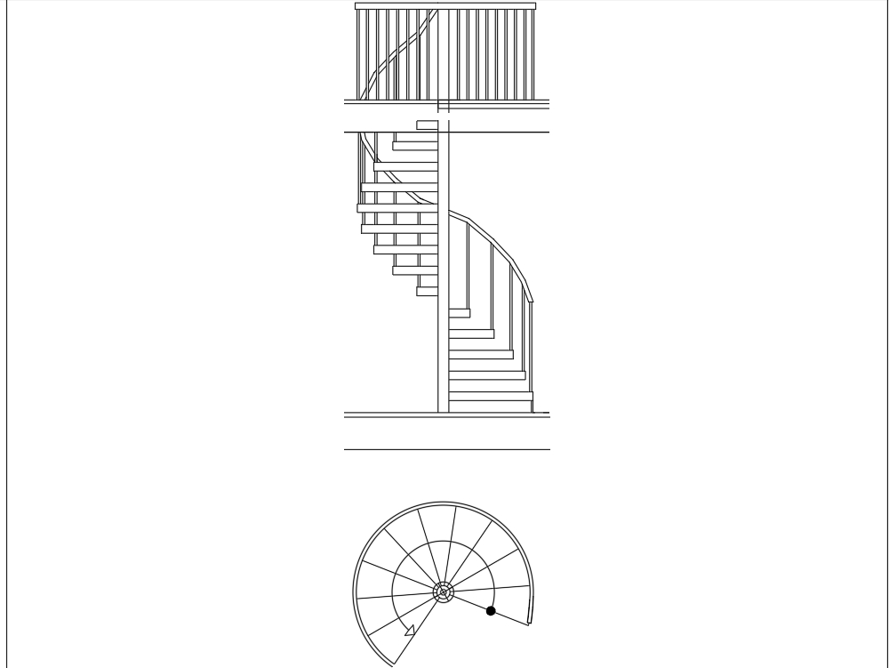 Spiral staircase cut with measurements