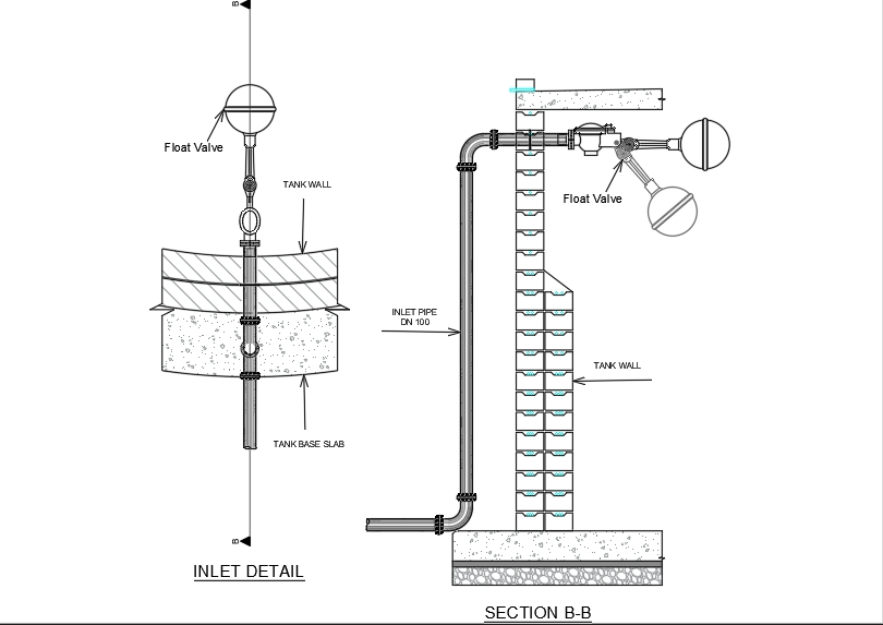 tuyau d'entrée de réservoir d'eau en béton dn100