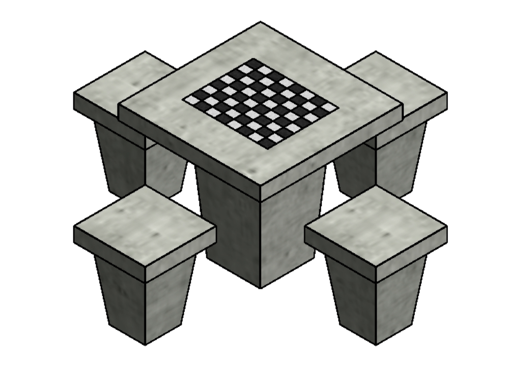 Mesa de ajedrez 4 asientos de concreto