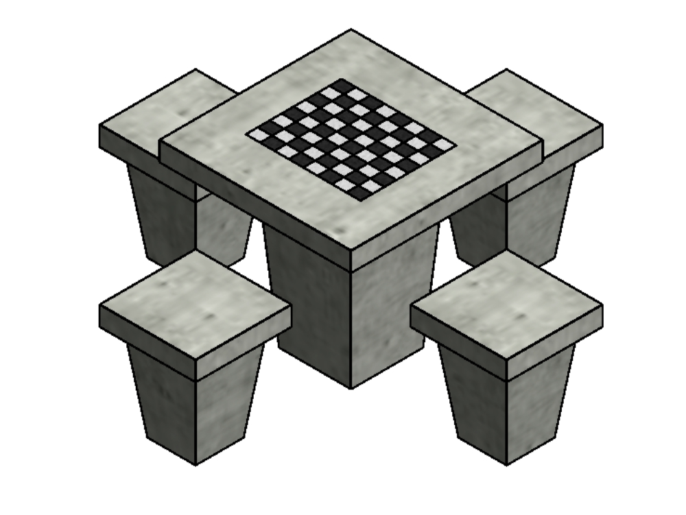 Table d'échecs en béton 4 places