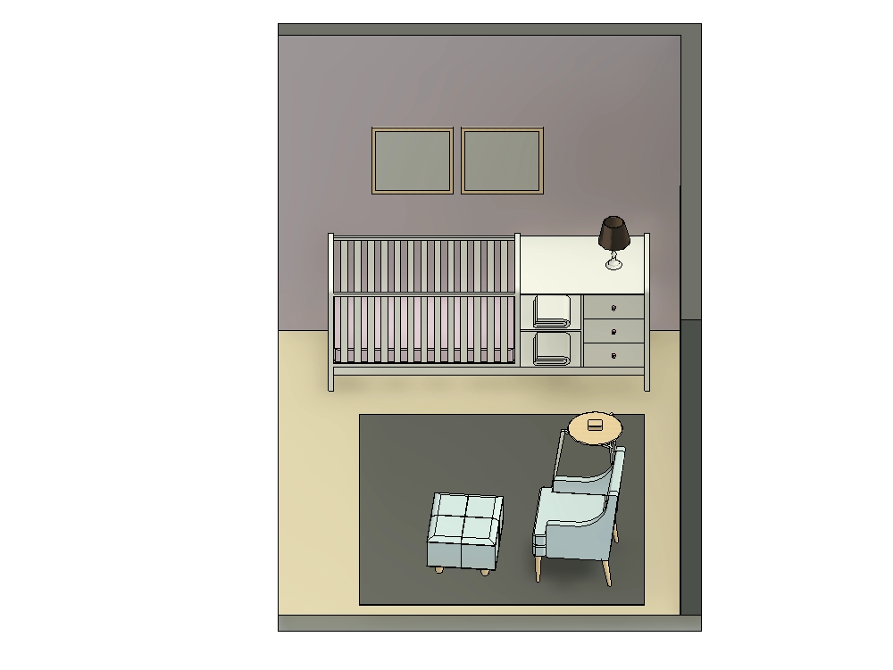 Revit-Projekt für Babyzimmer mit Krippe