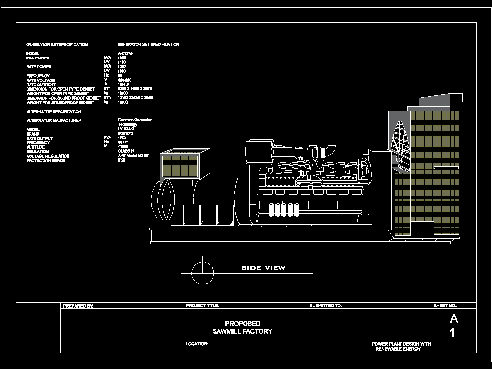 Diesel engine generator for a plant