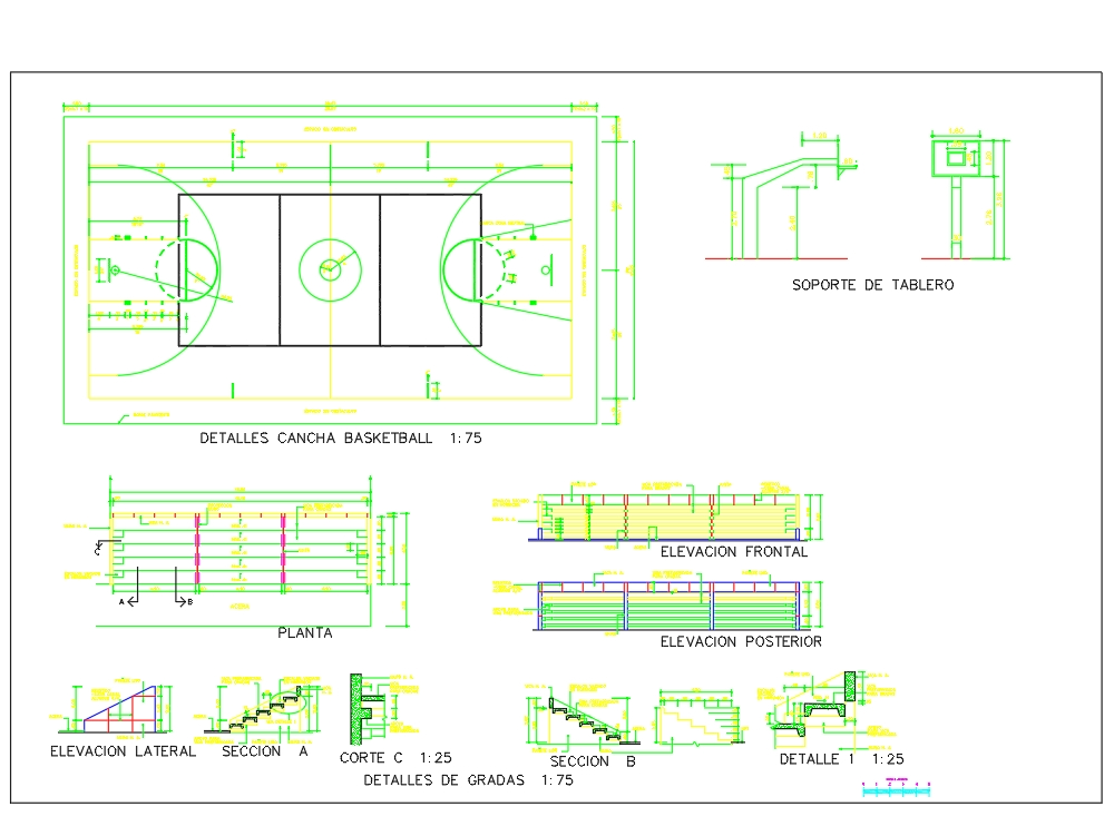Cancha de baloncesto. en AutoCAD | Descargar CAD gratis (606.52 KB