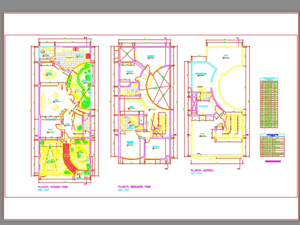 Furnished floor plan in dwg with layers