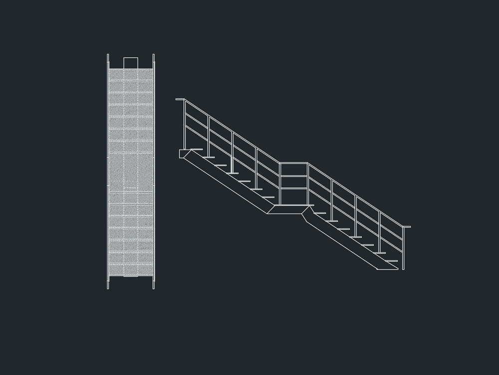 Steel stair plan and elevation