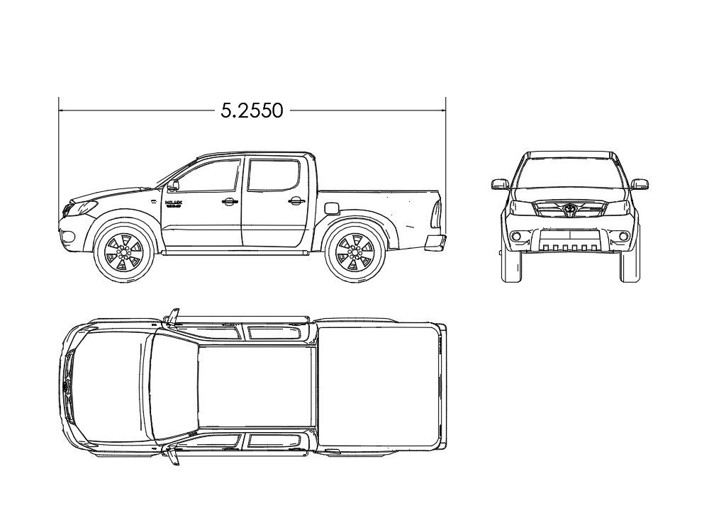 2d plan of toyota truck in autocad
