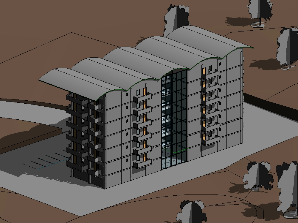 Modellierung von Revit-Gebäude 6 Stockwerke rvt