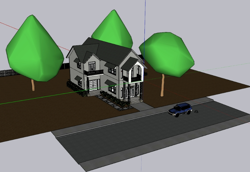 Modelo 3d casa unifamiliar sketchup