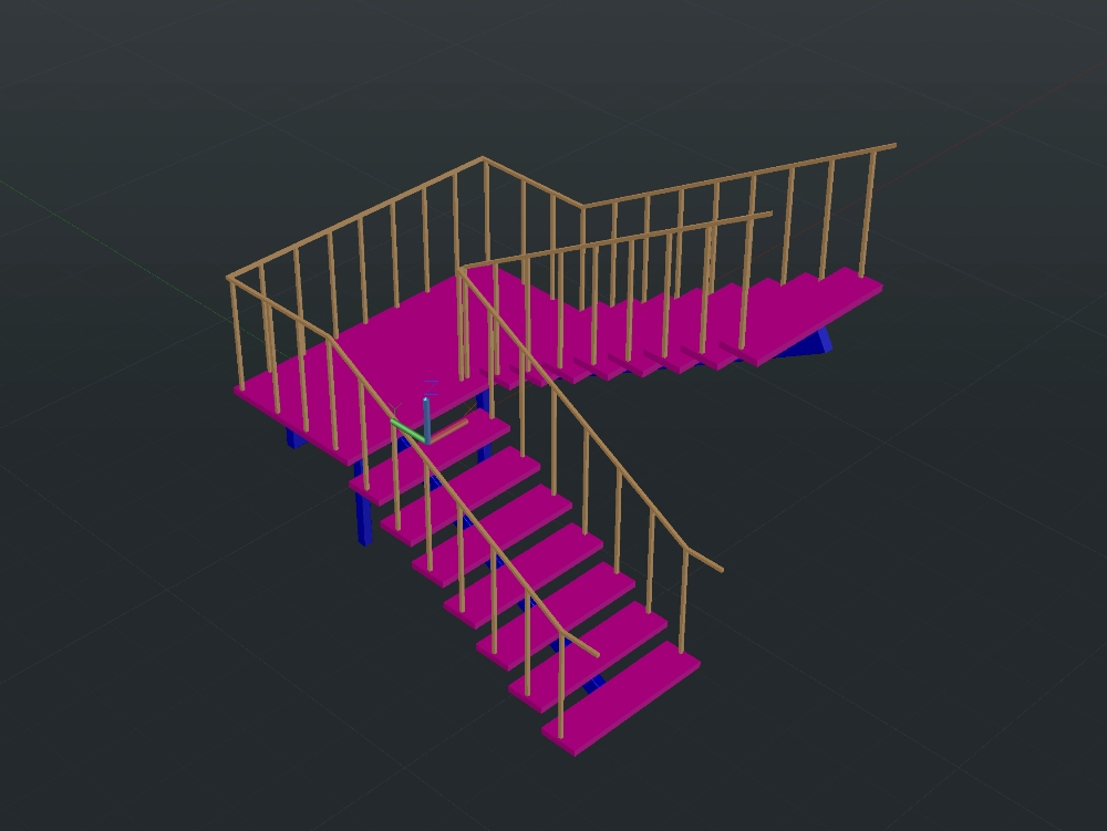 Sixteen Tread Staircase with 3d Handrail